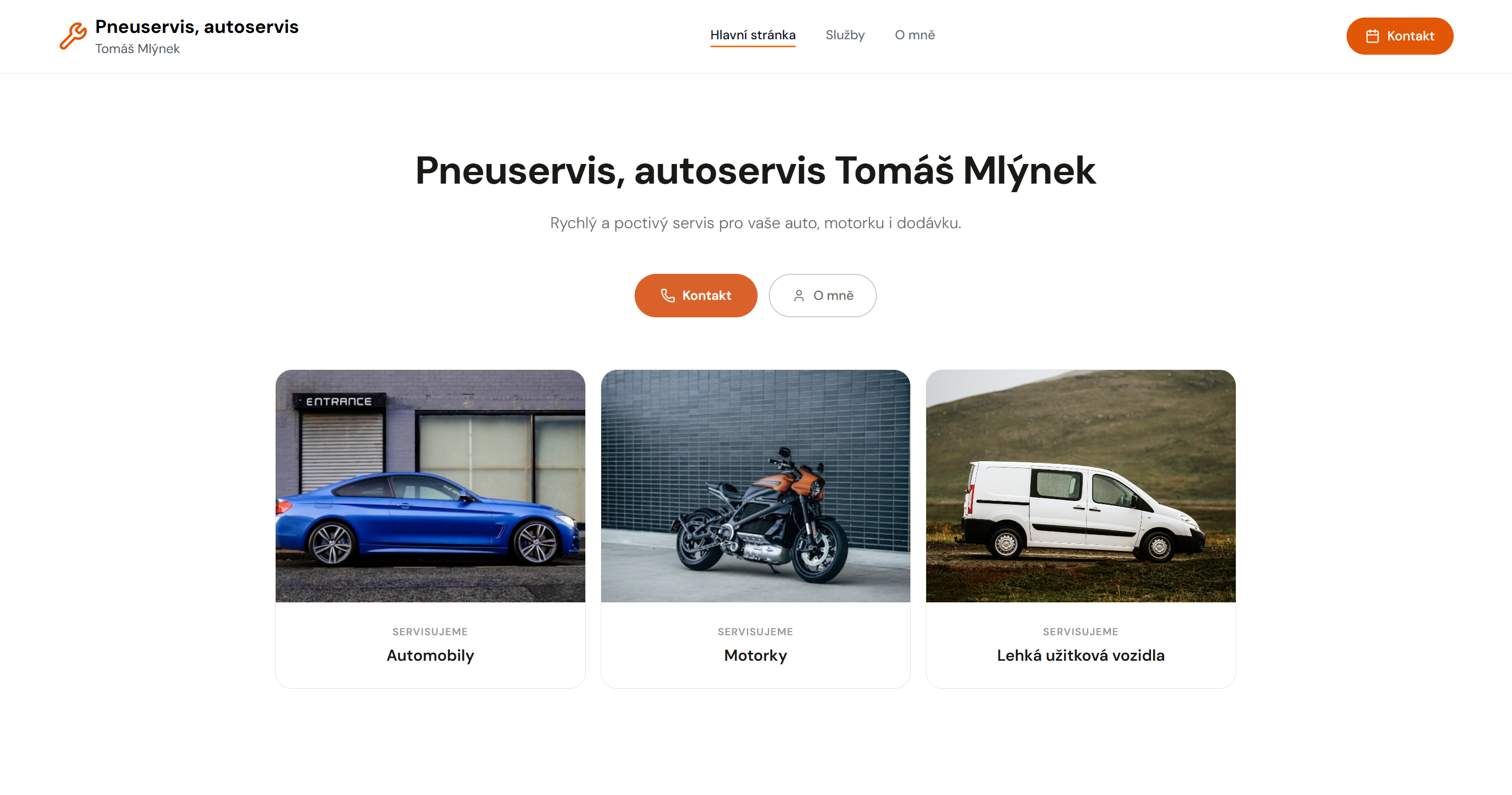 Autoservis – Webová prezentace